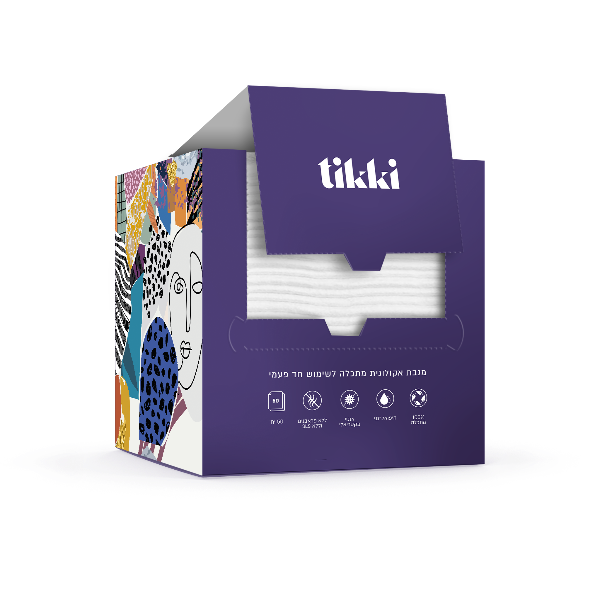 מארז 50 מגבות פנים אקולוגיות חד פעמיות 30X30 ס"מ - tikki