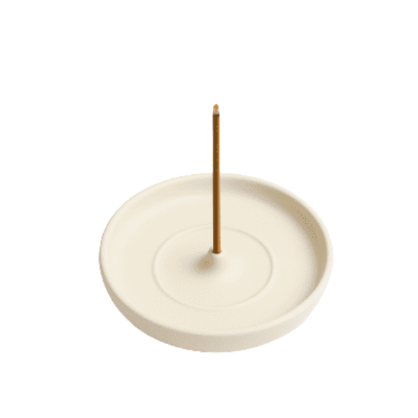 מעמד קטורת עגול מחרס לבן לקט