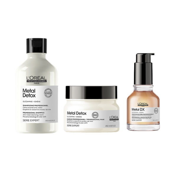 מארז שיקומי לשיער צבוע ומובהר מסדרת מטאל דיטוקס | L'Oréal Professionnel | 600ml