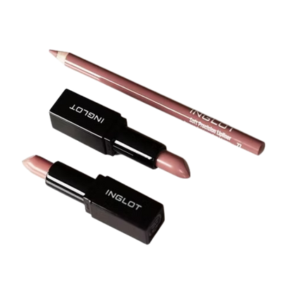 סט איפור שפתיים הכולל 2 שפתונים מוקטנים ותוחם במרקם קרמי עשיר 'pinch me' | INGLOT