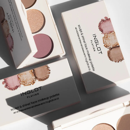 פלטה לפיסול הפנים 'סקאלפט אנד שיין' הכוללת סומק ברונזר והיילייטר - אינגלוט