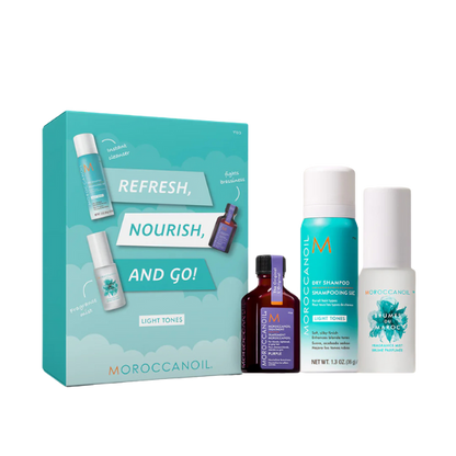 מארז טיפוח לרענון והזנה לשיער בלונדיני | 3 מוצרים | Moroccanoil