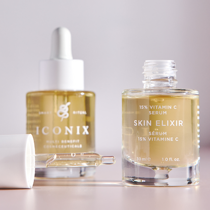 סרום ויטמין סי 15% 'SKIN ELIXIR' להבהרת כתמי פיגמנטציה והענקת זוהר 30 מ"ל | ICONIX