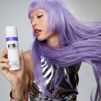 שמפו יבש 'Air Wash' שאינו משאיר שאריות לבנות בשיער 118 מ"ל | K18