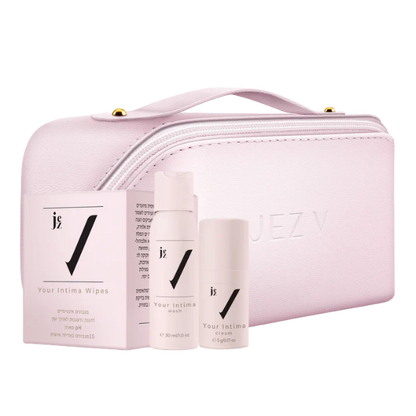 ערכת אינטימה מוקטנת לנסיעות + תיק רחצה בצבע ורוד | JEZ V