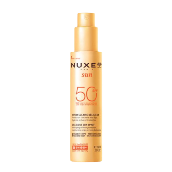 ספריי הגנה מהשמש SPF-50 לפנים ולגוף סדרת סאן 150 מ"ל - Nuxe