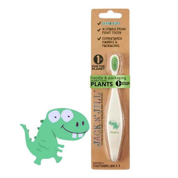 מברשת שיניים אקולוגית לתינוקות בעיצוב דינוזאור | Jack And Jill