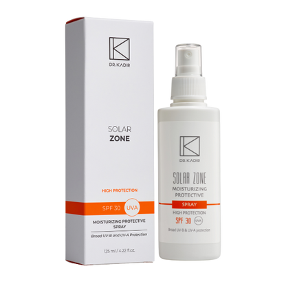 תרסיס לחות 30 SPF עם הגנה מוגברת לעור הפנים מסדרת 'סולאר זון' 125 מ"ל - Dr. Kadir