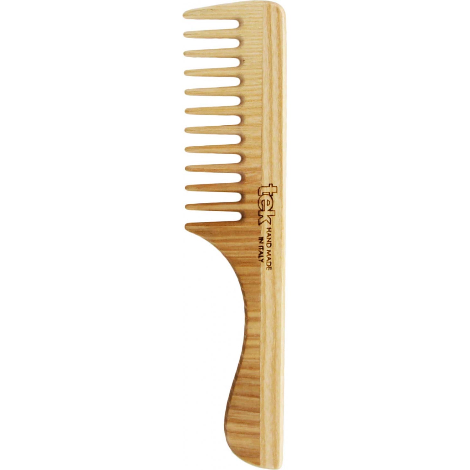 מסרק עץ לשיער מתולתל עם שיניים רחבות | Tek Brushes