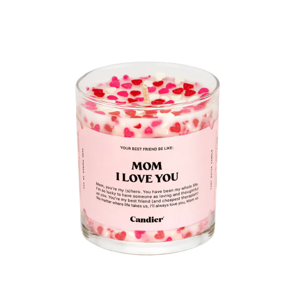 נר סויה 'Mom I Love You' בעיצוב לבבות 255 גרם - Candier