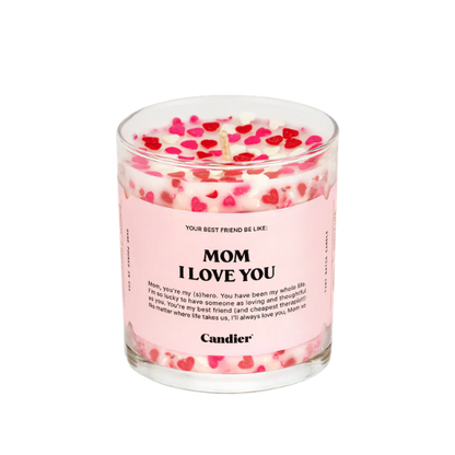 נר סויה 'Mom I Love You' בעיצוב לבבות 255 גרם - Candier